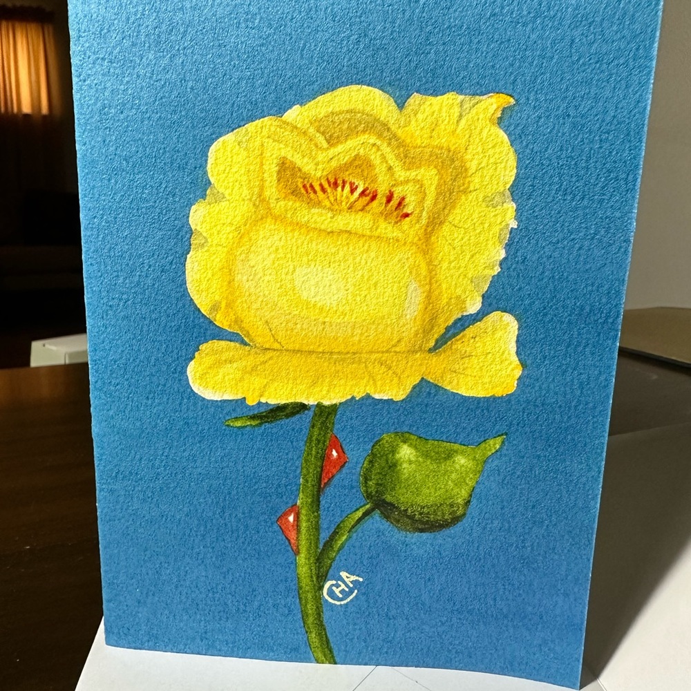 Card-Handmade Watercolor Card that has been Varnished.
